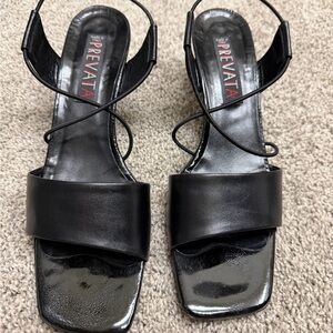 Prevata Black Strappy Heels